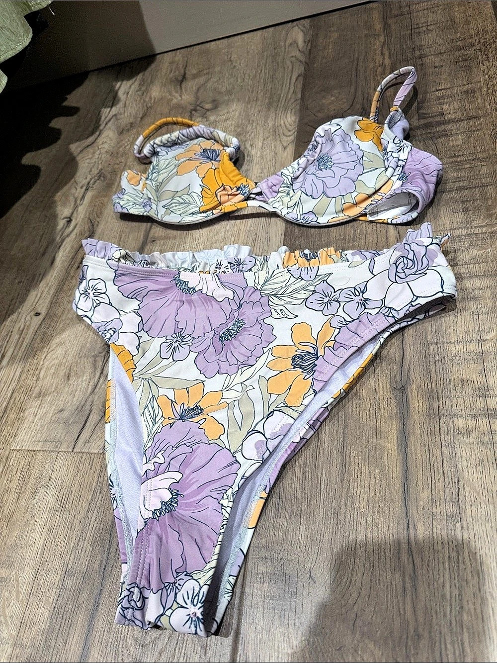 Floral Bikini Set in Purple & Yellow
